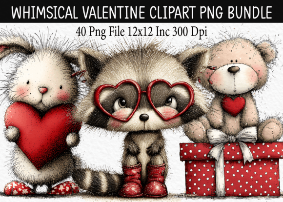 Download Whimsical Valentine Clipart PNG Bundle - Bundle Collection