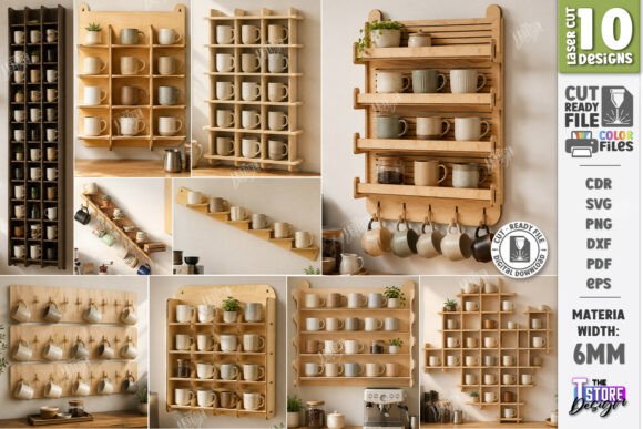Download Wall Mug Holders Laser Cut Bundle | CNC - Bundle Collection