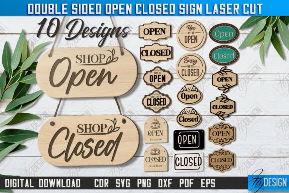 Download Double-Sided Open Closed Sign Bundle|CNC - Bundle Collection