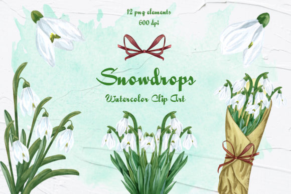 Download Snowdrops Watercolor Clip Art - Snowdrops Collection