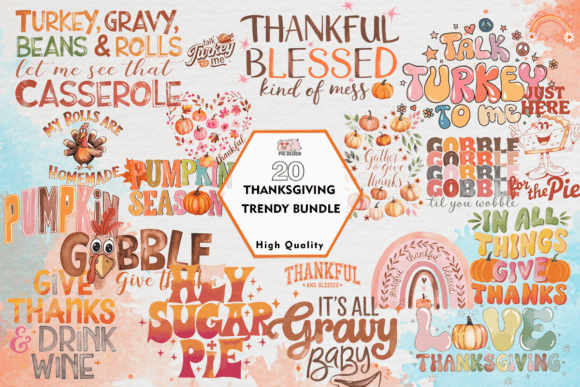 Download Thanksgiving Trendy Clipart PNG Bundle - Bundle Collection