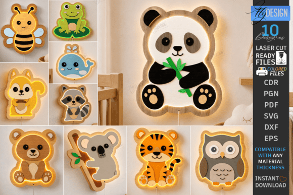 Download Animal LED Night Light Laser Cut Bundle - Bundle Collection