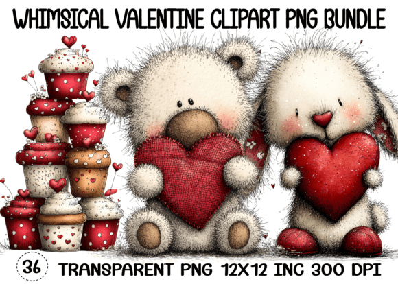 Download Whimsical Valentine Clipart PNG Bundle - Bundle Collection