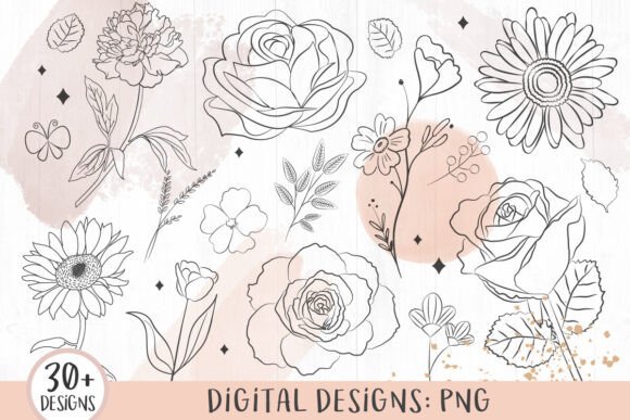 Download Flower Line Art, Floral Clipart - Flower line art Collection