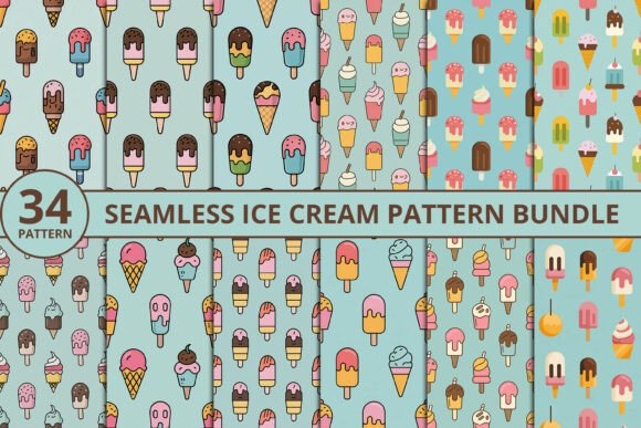 Download Ice Cream Seamless Pattern Bundle - Bundle Collection