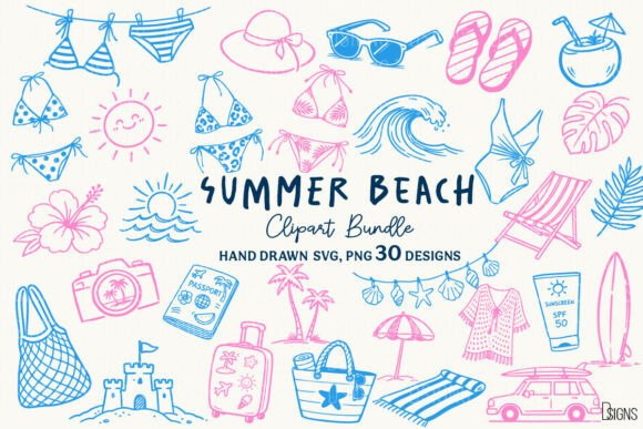 Download Summer Beach SVG PNG Hand Drawn Bundle - Bundle Collection