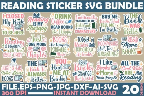Download Reading Sticker SVG Bundle - Bundle Collection