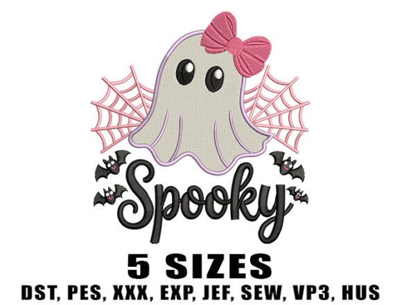 Download Spooky Girly Ghost Embroidery Design - Premium Bundle