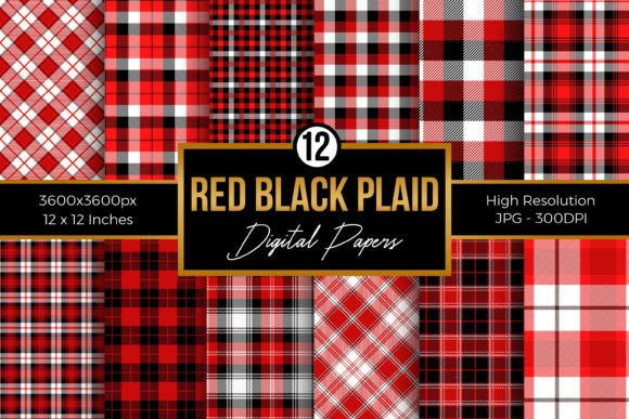 Download Red and Black Plaid Digital Papers Pack - Digital papers pack Collection