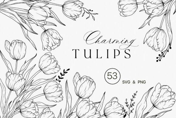 Download Tulip Flower Line Art Clipart SVG - Flower line art Collection